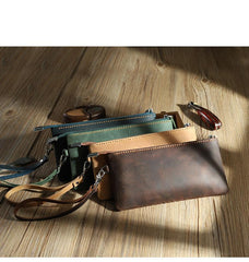 Handmade Coffee Mens Clutch Wallet Personalized Coffee Leather Slim Zipper Clutch for Men