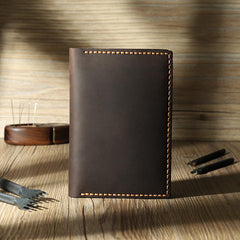 Handmade Black Mens Slim Travel Wallets Personalized Leather Passport Wallets for Men