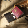 Handmade Black Mens Slim Travel Wallets Personalized Leather Passport Wallets for Men