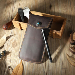 Handmade Black Pen Case Pen Holder Personalized Pen Pouch Artist Pen Case for Men