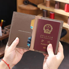 Handmade Gray Mens Slim Travel Billfold Wallets Personalized Leather Passport Wallet for Men