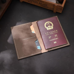 Handmade Gray Mens Slim Travel Billfold Wallets Personalized Leather Passport Wallet for Men