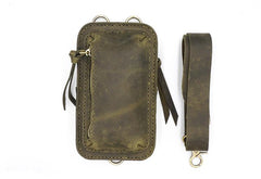 Handmade Green LEATHER MEN Belt Pouch Waist BAG MIni Side Bag Belt Bag FOR MEN