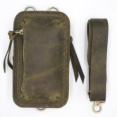 Handmade Green LEATHER MEN Belt Pouch Waist BAG MIni Side Bag Belt Bag FOR MEN