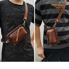 Handmade Green LEATHER MEN Belt Pouch Waist BAG MIni Side Bag Belt Bag FOR MEN