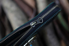 The zip of Black Phone Wristlet Leather Wallet Wristlet Mens Wallet Clutch Leather Zip Wallet