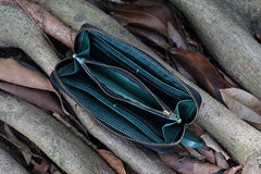 Inside of Green Phone Wristlet Leather Wallet Wristlet Mens Wallet Clutch Leather Zip Wallet