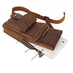 Handmade LEATHER MEN Belt Pouch Waist BAG MIni Side Bags Brown Belt Bag FOR MEN