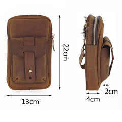 Handmade Brown LEATHER MEN Belt Pouch Waist BAG MIni Side Bag Brown Belt Bag FOR MEN