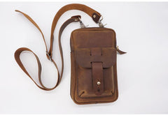 Handmade LEATHER MEN Belt Pouch Waist BAG MIni Side Bag Brown Belt Bag FOR MEN