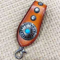 Handmade Leather Belt Loop for Biker Wallet Chain Belt Loop with Clip KeyChain