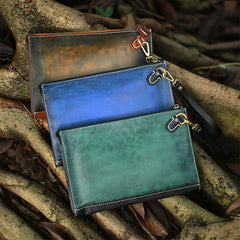 Handmade Clutch Bag for Men Leather Wristlet Large Wristlet Bag Mens Leather Purse Clutch