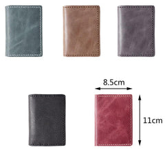 Handmade Leather Mens Black Card Holders License Wallets Slim Bifold Card Wallet for Men