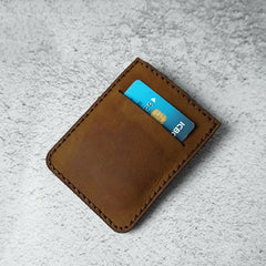 Leather Mens Card Holder Wallet Handmade Leather Card Holder Slim Card Wallet for Men