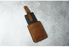 Leather Mens Card Holder Wallets Handmade Leather Card Holder Slim Card Wallet for Men