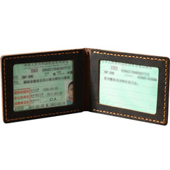 Handmade Black Leather Mens License Wallet Personalize Bifold License Card Wallets for Men