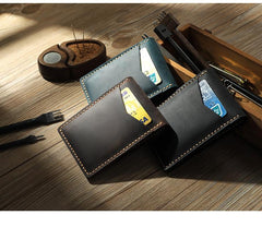 Handmade Black Leather Mens License Wallet Personalize Bifold License Card Wallets for Men