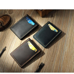 Handmade Blue Leather Mens License Wallet Personalize Bifold License Card Wallets for Men