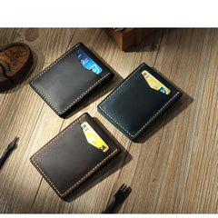 Handmade Black Leather Mens License Wallet Personalize Bifold License Card Wallets for Men