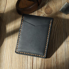 Handmade Black Leather Mens License Wallet Personalize Bifold License Card Wallets for Men