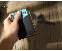 Handmade Blue Leather Mens License Wallet Personalize Bifold License Card Wallets for Men