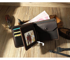 Handmade Leather Mens Trifold Billfold Wallet Personalize Trifold Small Wallets for Men