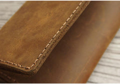 Handmade Leather Mens Trifold long Wallet Lots Cards Checkbook Long Wallet for Men