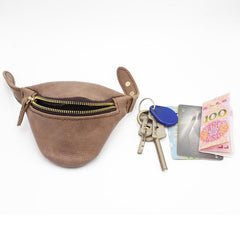 Handmade Leather Womens Mens Wrist Pouch Zipper Womens Wrist Wallet Wrist Purse