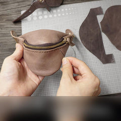 Handmade Leather Mens Wrist Pouch Zipper Womens Wrist Wallet Wrist Purse