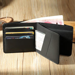 Handmade Blue Leather Trifold Billfold Wallet Personalized Mens Trifold Wallets for Men