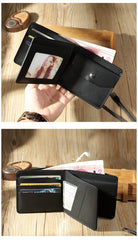 Handmade Leather Trifold Billfold Wallet Personalized Mens Trifold Wallets for Men