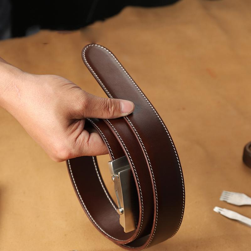 Handmade Mens Coffee Leather Belts PERSONALIZED Fashion Leather Belt for Men