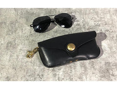 Handmade Mens Cool Brown Leather Glasses Case Glasses Box Black Glasses Holder Sunglasses Case for Men - imessengerbags