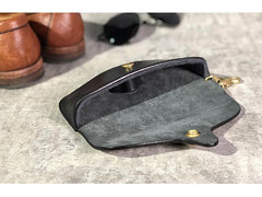 Handmade Mens Cool Brown Leather Glasses Case Glasses Box Black Glasses Holder Sunglasses Case for Men - imessengerbags