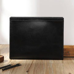 Handmade Mens Large Clutch Wallets Personalized Black Leather Wristlet Wallets for Men