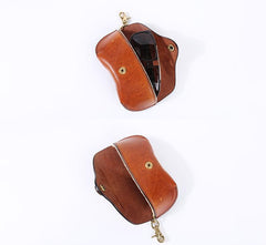 Handmade Mens Cool Brown Leather Glasses Case Glasses Box Glasses Holder Sunglasses Case for Men - imessengerbags