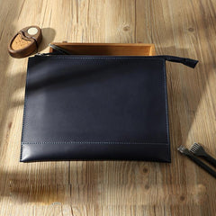 Handmade Mens Slim Clutch Purse Folder Purse Personalized Black Leather Envelope Bag for Men