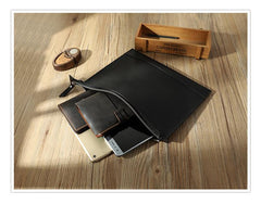 Handmade Mens Slim Clutch Purse Folder Purse Personalized Blue Leather Envelope Bag for Men