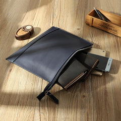 Handmade Mens Slim Clutch Purse Folder Purse Personalized Black Leather Envelope Bag for Men