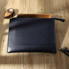 Handmade Mens Slim Clutch Purse Folder Purse Personalized Blue Leather Envelope Bag for Men