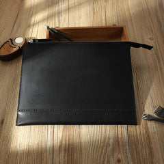 Handmade Mens Slim Clutch Purse Folder Purse Personalized Black Leather Envelope Bag for Men