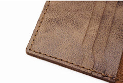 Handmade Slim Leather Mens Bifold Long Wallets Checkbook Wallet Lots Cards Long Wallet for Men