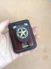 Handmade Black Leather Classic Zippo Lighter Pouch Standard Zippo Lighter Holder with Belt Loop For Men - imessengerbags