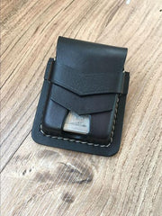 Handmade Black Leather Classic Zippo Lighter Pouch Standard Zippo Lighter Holder with Belt Loop For Men - imessengerbags