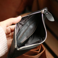 Vintage Black Leather Mens Phone Wallet Clutch Bag Wristlet Bag Zipper Long Wallet For Men - imessengerbags