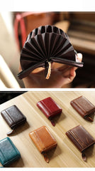 Black Leather Mens Card billfold Wallet Zipper Small Card Wallet Card Holders For Men - imessengerbags