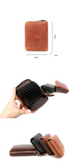 Black Leather Mens Card billfold Wallet Zipper Small Card Wallet Card Holders For Men - imessengerbags