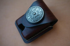 Coffee Handmade Leather Mens Armor Zippo Lighter Case Zippo Lighter Holder with Belt Loop for Men