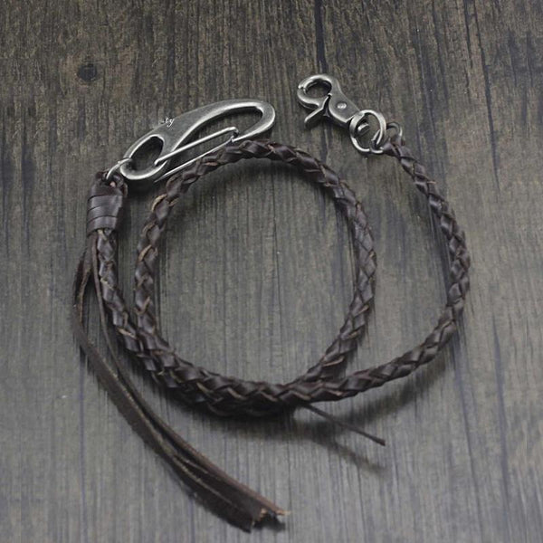 Handmade Braided Leather Cool Punk Rock Wallet Chain Biker Trucker Wallet Chain Trucker Wallet Chain for Men - imessengerbags