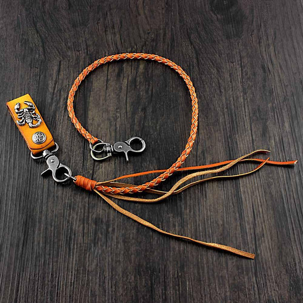 Handmade Braided Scorpion Leather Cool Punk Rock Wallet Chain Biker Trucker Wallet Chain Trucker Wallet Chain for Men - imessengerbags